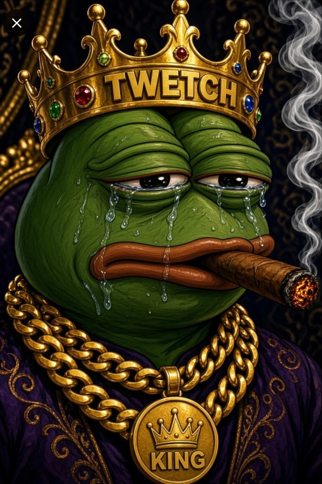 Twetch Frog King cry — Pepe meme