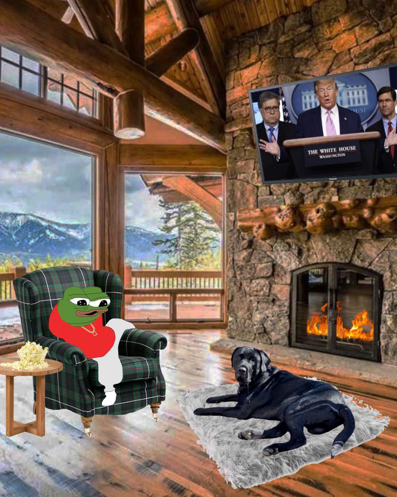 Pepe comfy in mansion with dog — Pepe meme