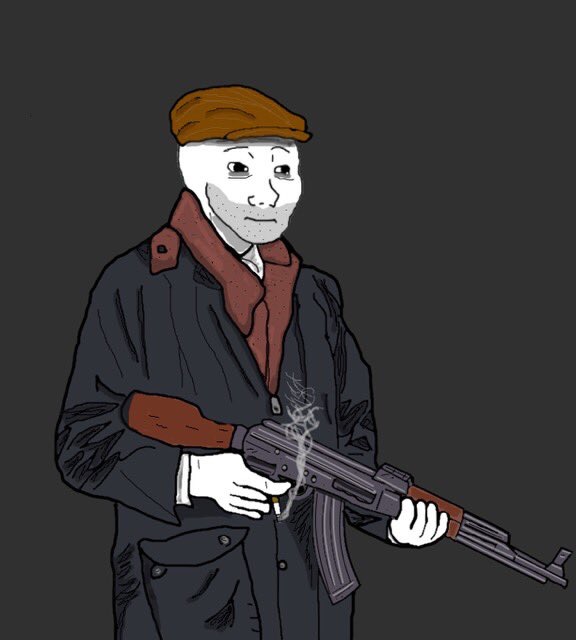 Wojak smoking holding ak 47 — Wojak meme