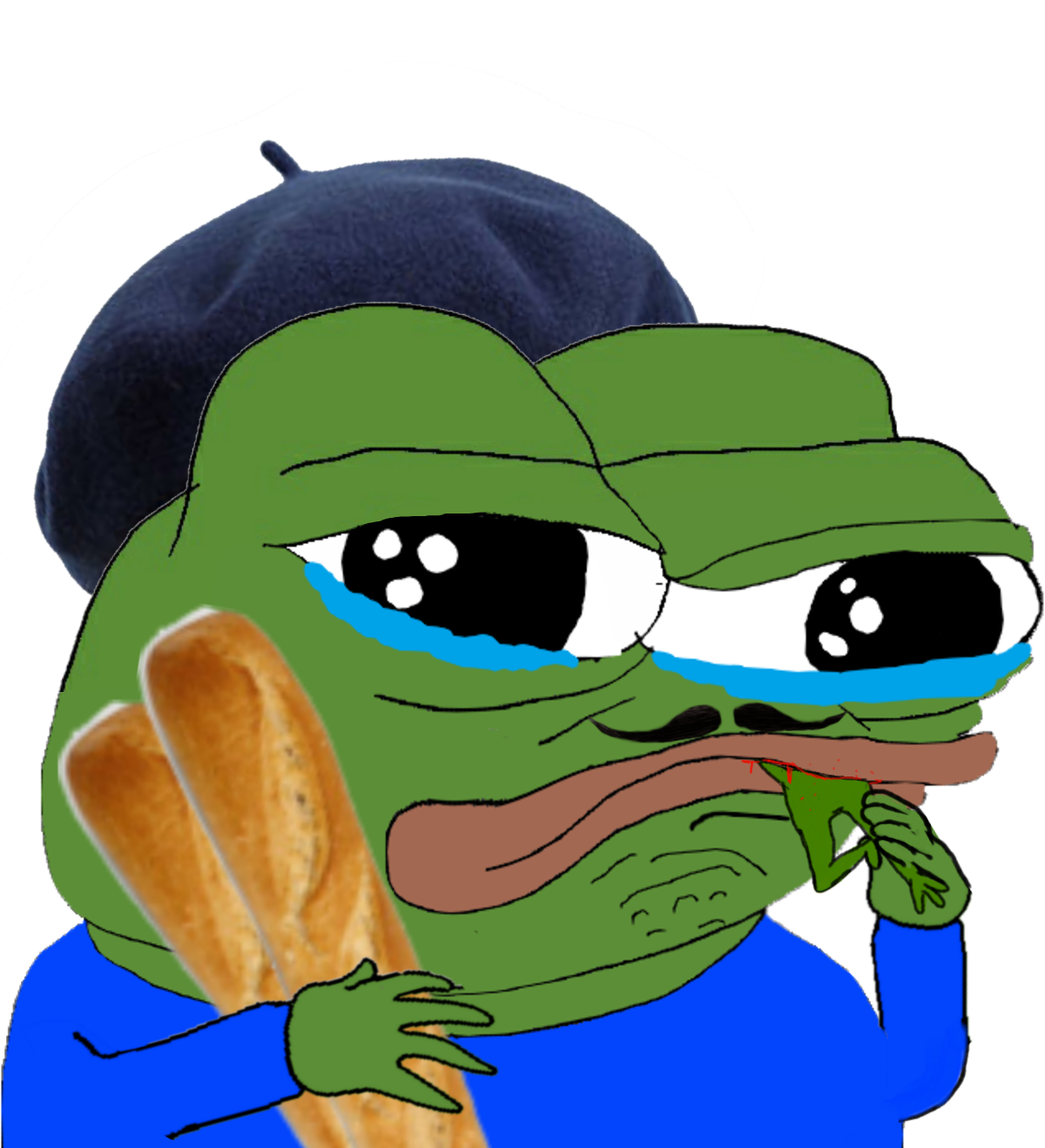 Pepe french bread crying — Pepe meme