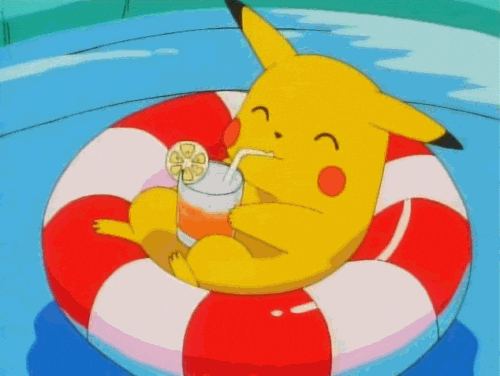 Pikachu Chilling in Pool — Reaction meme