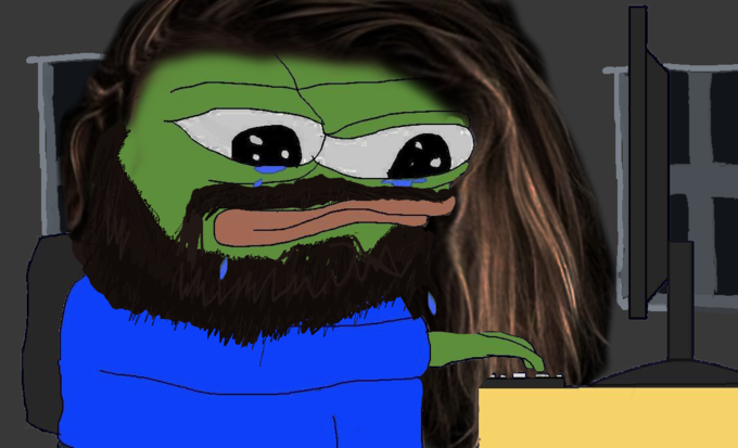 Pepe hair beard pressing keyboard — Pepe meme