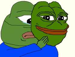 Pepe sad wearing smug mask — Pepe meme