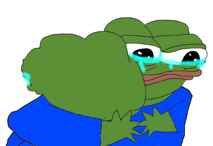 Pepes crying hugging — Pepe meme
