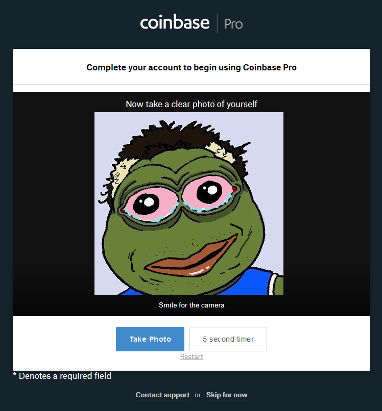 Coinbase account verification — Reaction meme