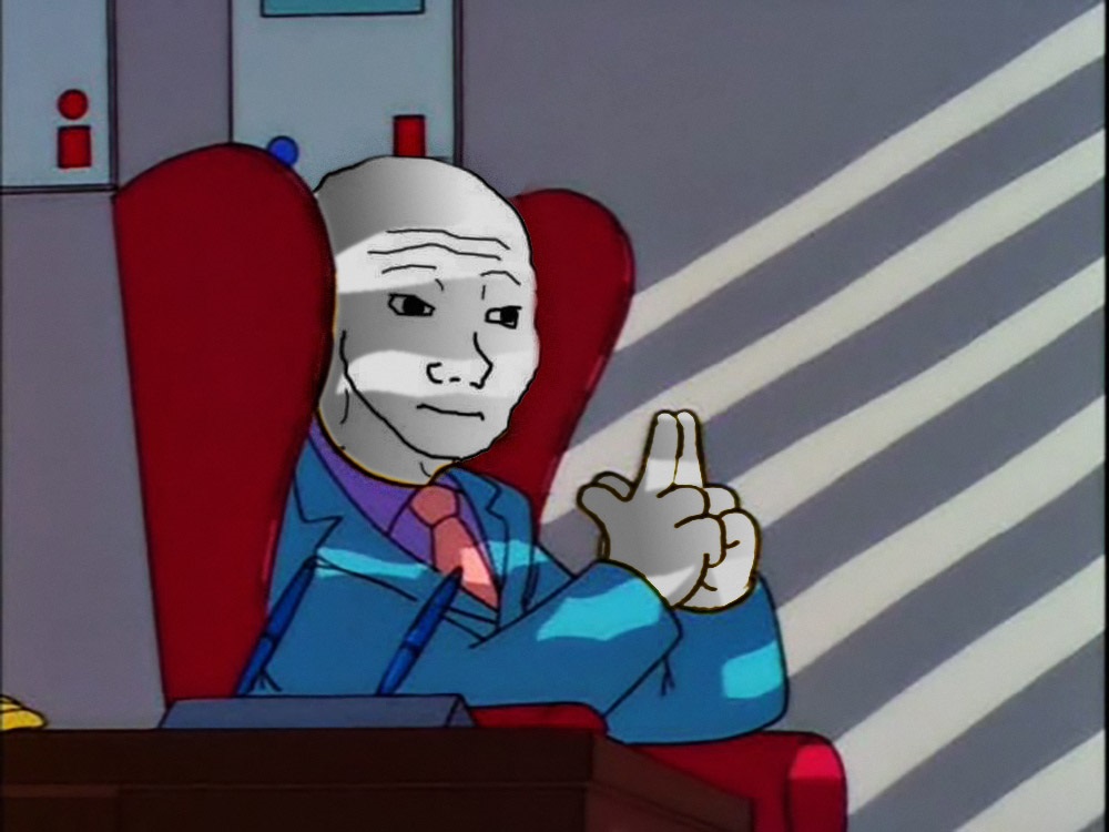 Wojak in office thinking — Wojak meme