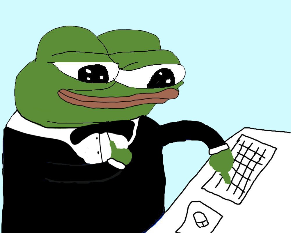 Pepe tuxedo pressing button — Pepe meme