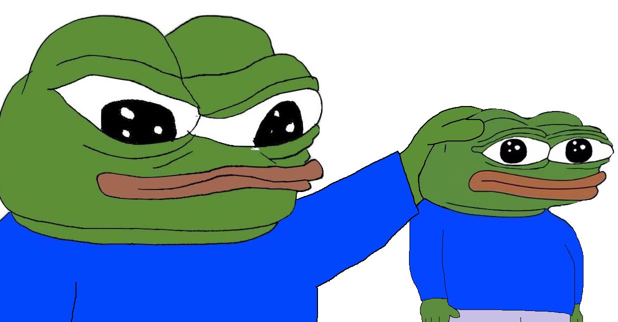 Pepe pets small pepe — Pepe meme