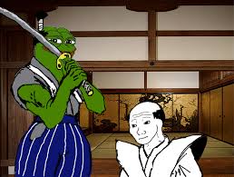 Pepe samurai executes wojak — Pepe meme