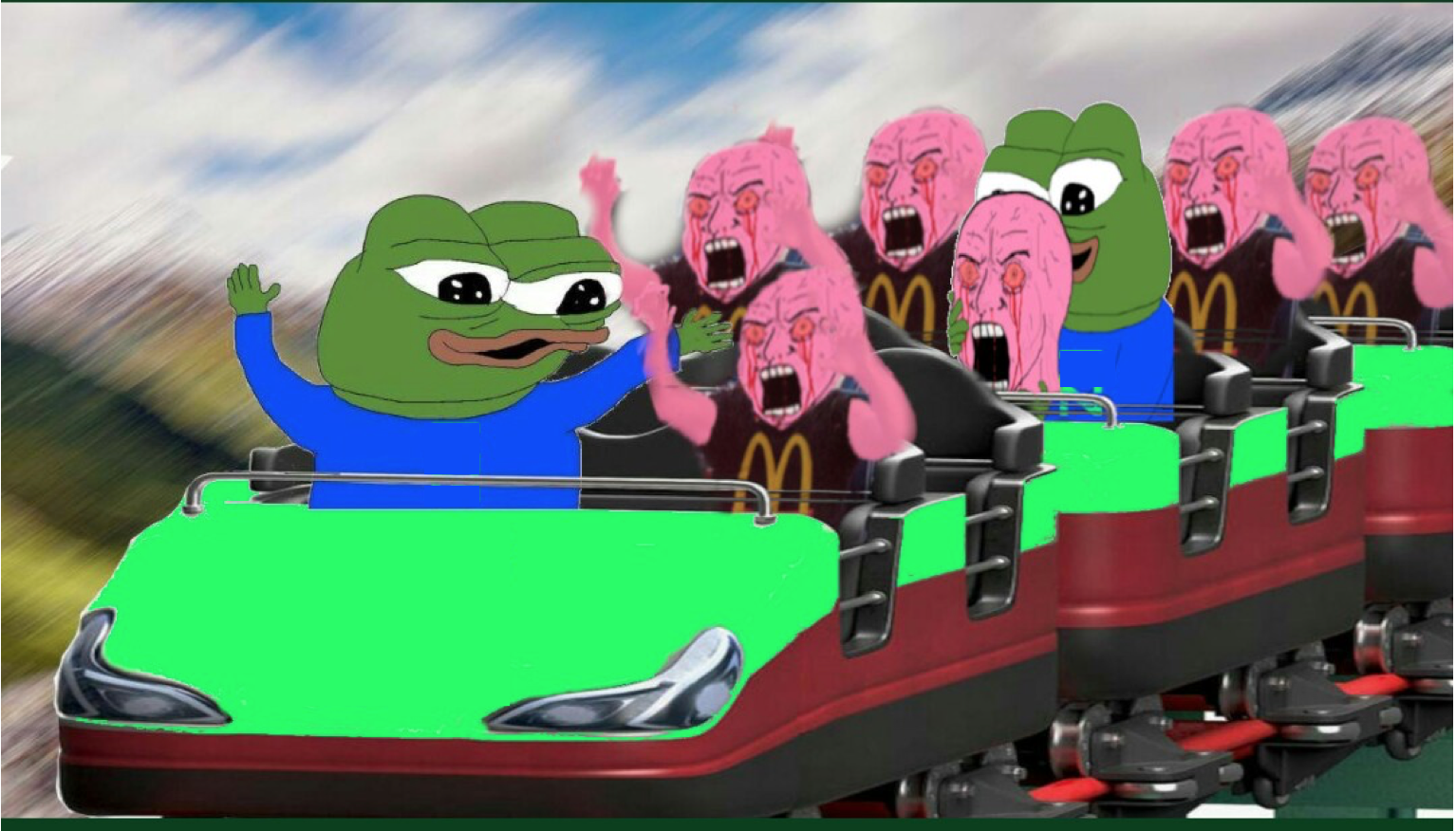 Pepe roller coaster pink wojaks meme template — Templates meme