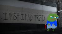 Pepe bum crying in street — Pepe meme