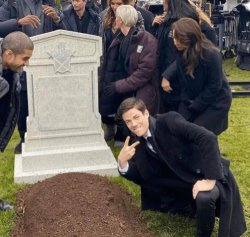 Grant Gustin over grave meme template — Templates meme