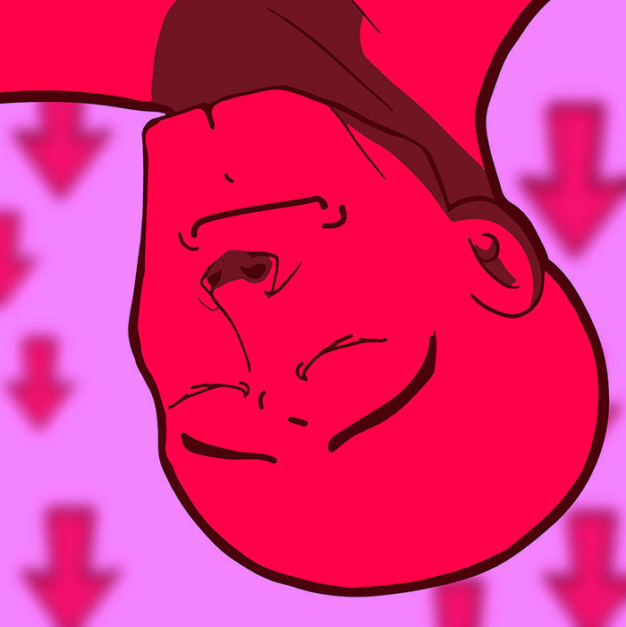 Pink nujak going down — Wojak meme