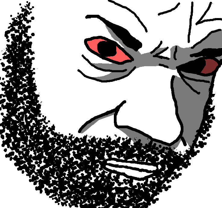 Wojak red eyes fuzzy beard — Wojak meme