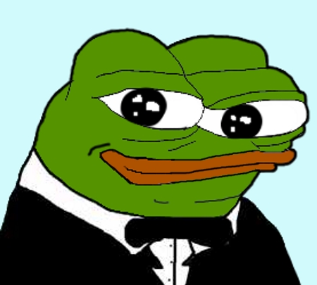 Pepe happy wearing fancy tuxedo — Pepe meme