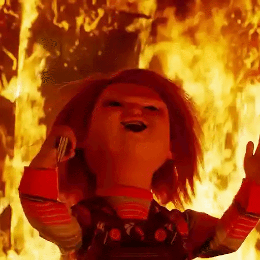 Chucky Laughing in the Inferno GIF — Reaction meme