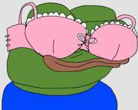 Pepe wearing bra on face — Pepe meme
