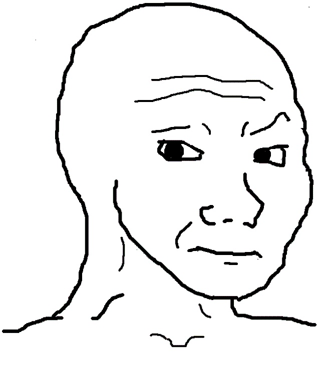Wojak unsure lifting eyebrow — Wojak meme