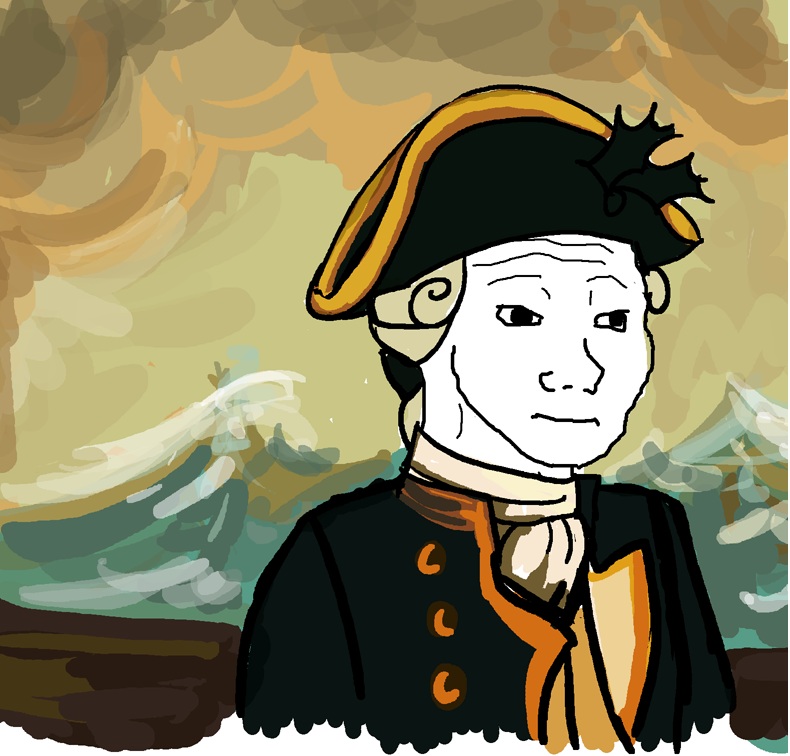 Wojak british ship commander oil painting — Wojak meme