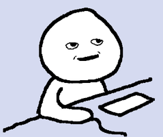 Cartoon guy laughing at computer — Reaction meme