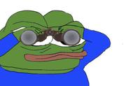 Pepe looking straight at you with binoculars — Pepe meme