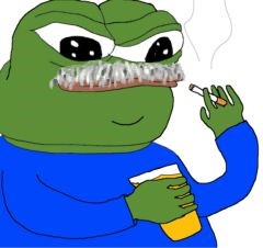 Pepe mustache beer cigarette — Pepe meme
