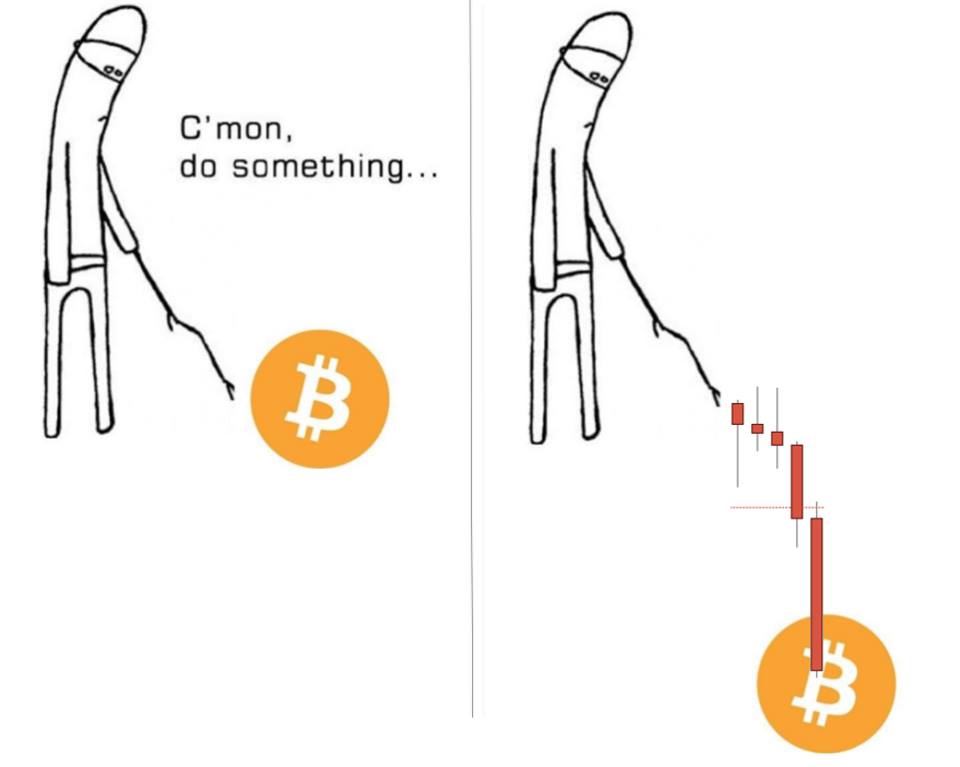 Bitcoin cmon do something crash — Reaction meme