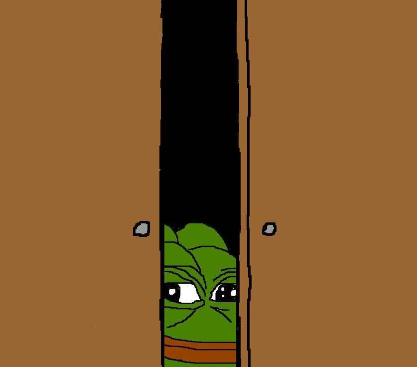Pepe peeks closet — Pepe meme