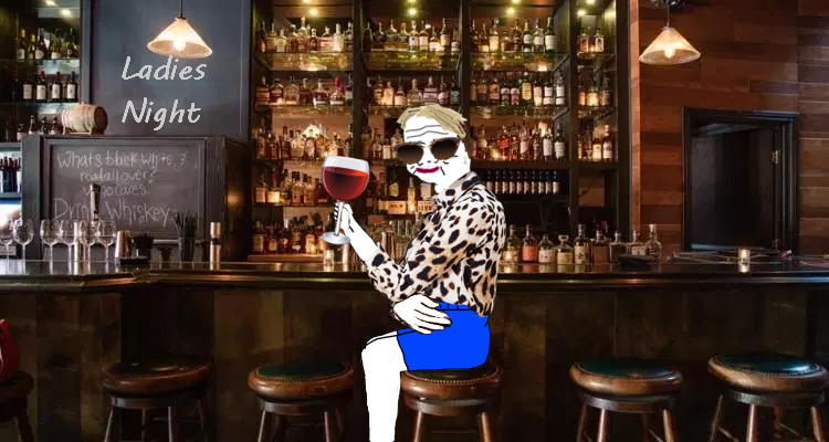 Boomer wine aunt at bar — Boomer meme