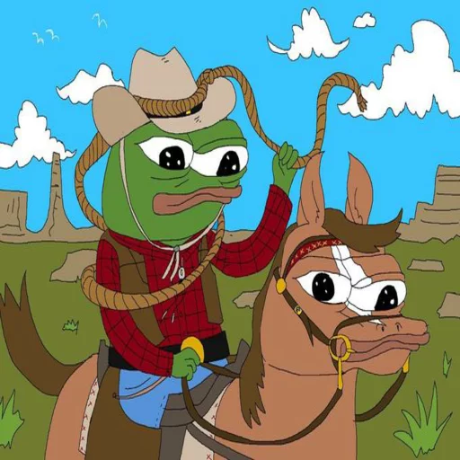 Cowboy riding horse Frog Friends sticker — Sticker Packs meme