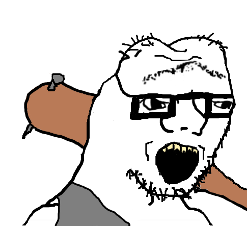 Grug soy boy glasses open mouth — Grug meme