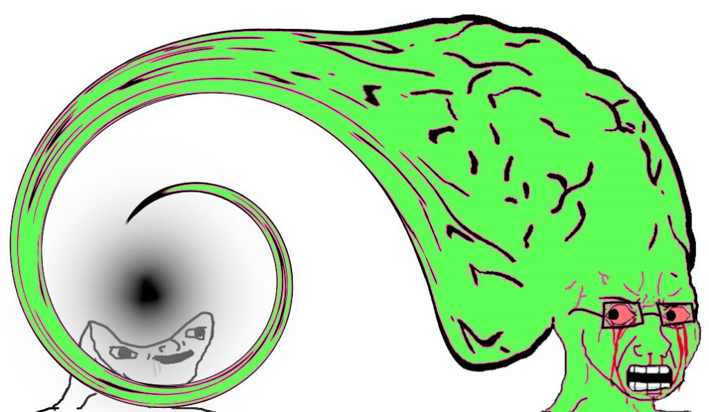 Green wojak sucked into brainlet black hole — Wojak meme
