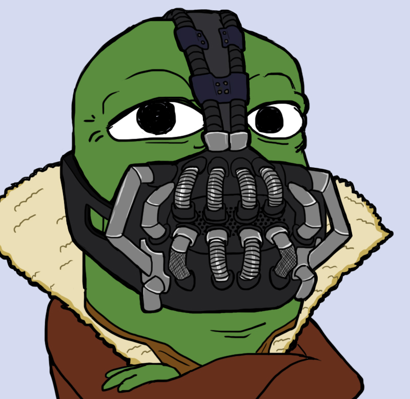 Pepe wearing bane mask — Pepe meme