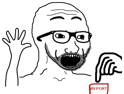 Wojak soy boy hitting report button — Wojak meme