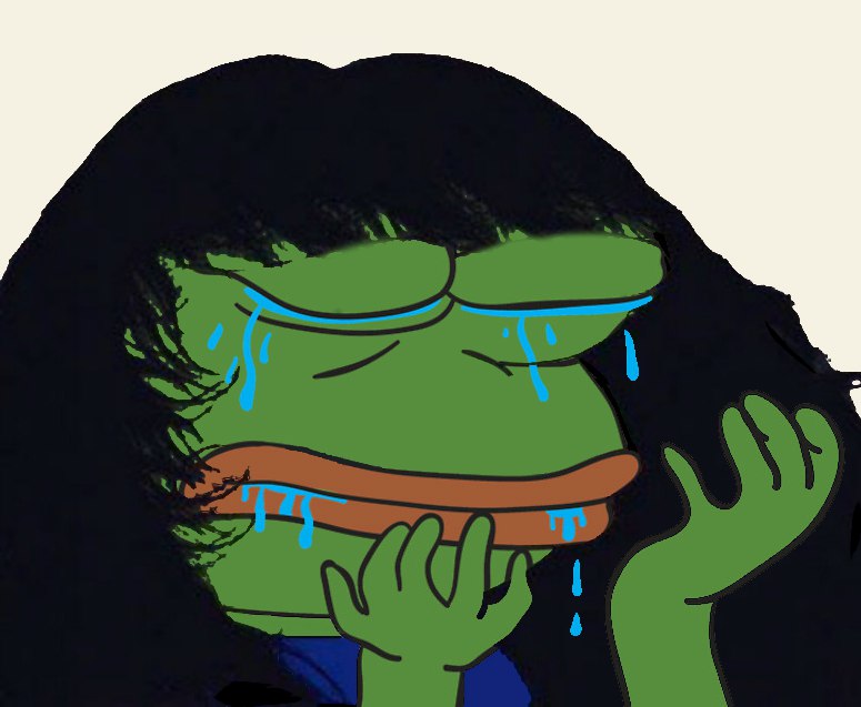 Pepe long hair crying — Pepe meme