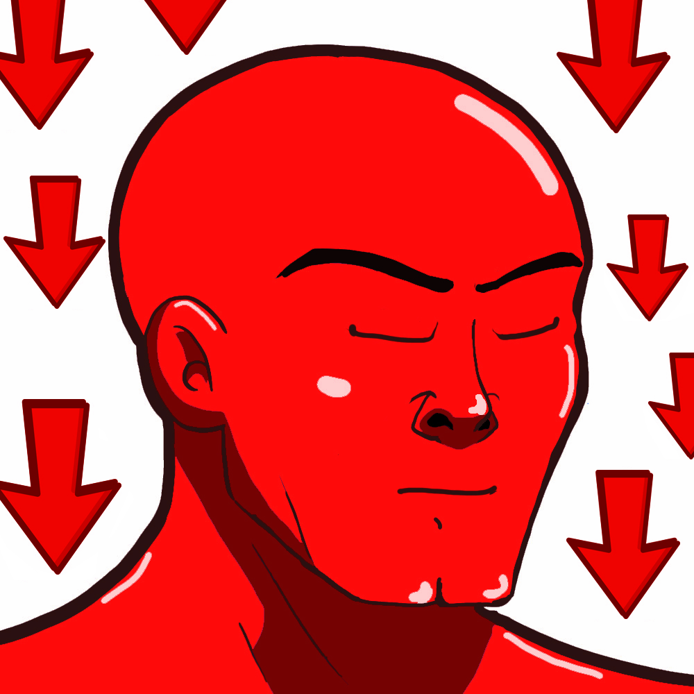 Red nujak arrows going down — Wojak meme