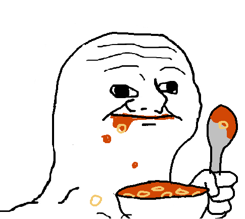 Brainlet eating spaghetti os soup — Brainlet meme