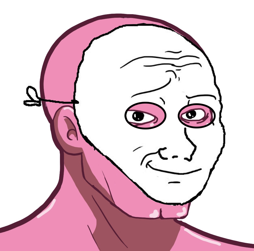 Pink nujak smug face mask — Wojak meme
