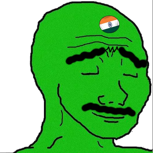 Green moustache wojak Jeet Degen sticker — Sticker Packs meme
