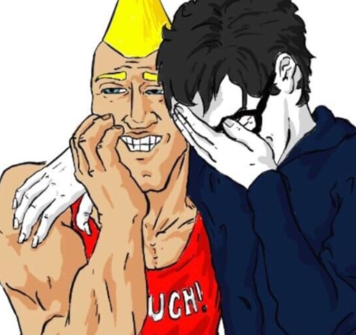 Laughing chad virgin — Reaction meme