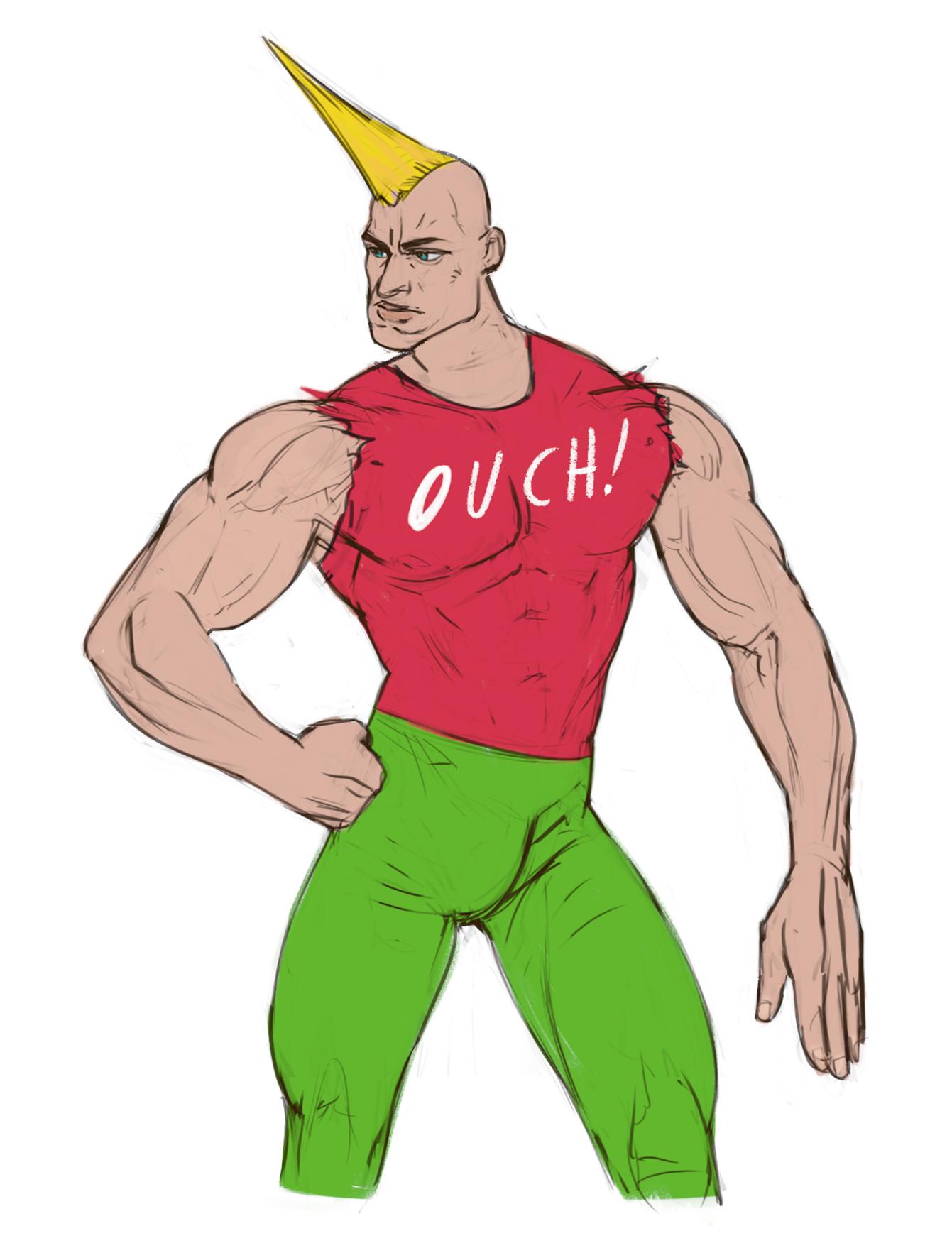 Ouch chad muscle stance — Reaction meme