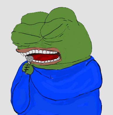 Pepe screaming into microphone — Pepe meme