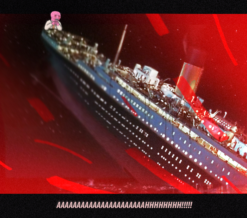 Pink wojak back of titanic — Wojak meme