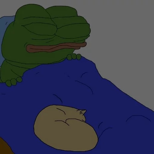 Pepe sleeping cat on bed — Pepe meme