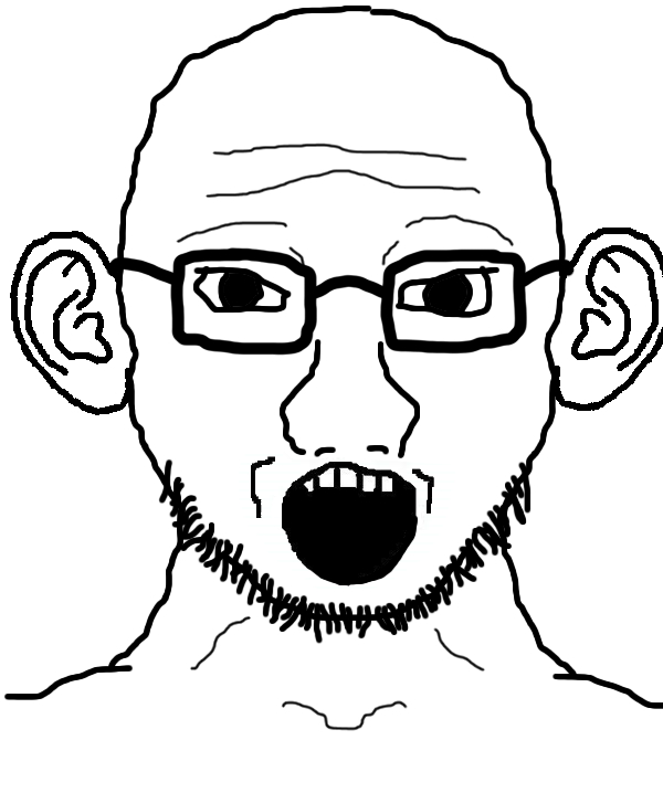 Wojak soy boy front facing huge ears — Wojak meme