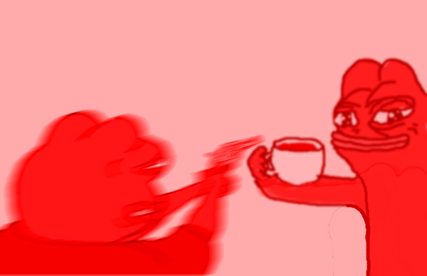Pepe smug coffee held up — Pepe meme