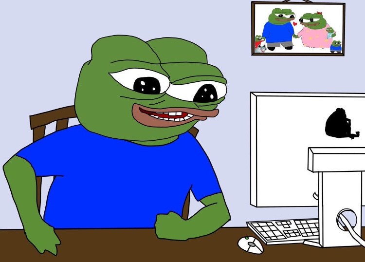 Pepe laughing guy pepe computer — Pepe meme