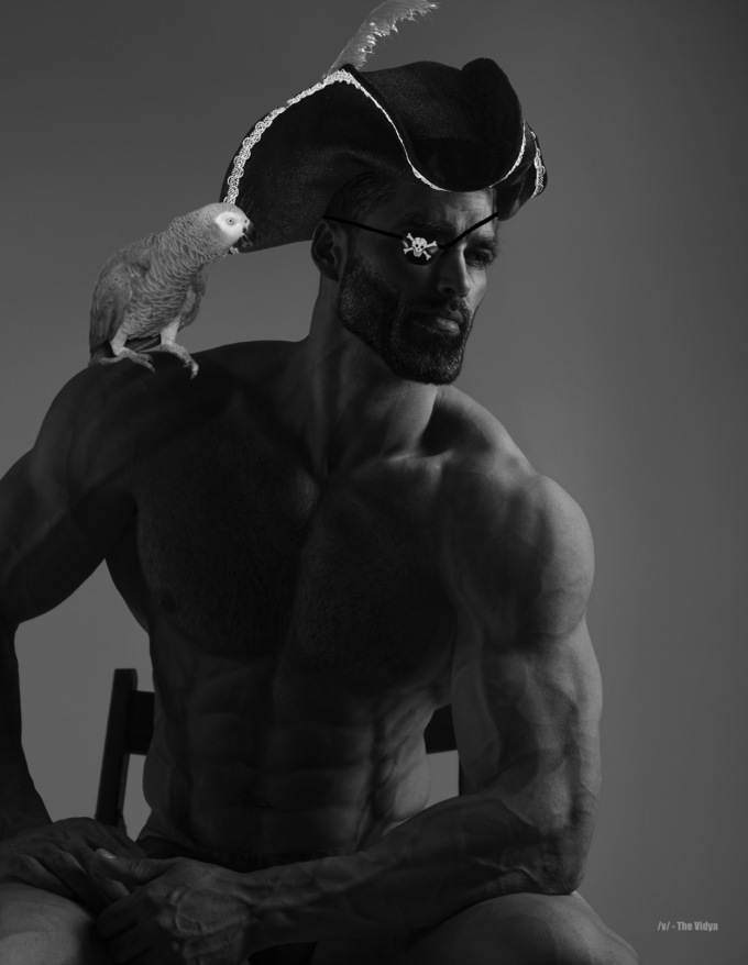 Chad pirate and parrot — Reaction meme