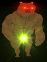 Bobo muscle red eyes green crotch — Bobo meme