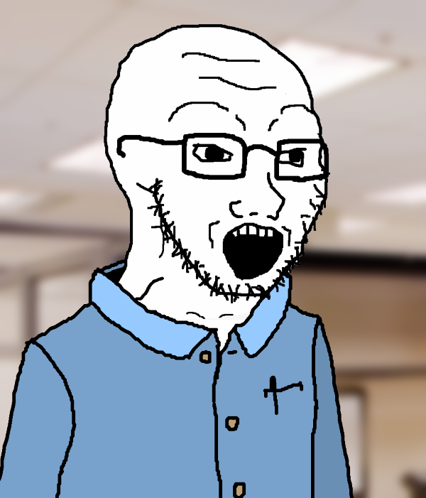 Wojak soy boy in office — Wojak meme